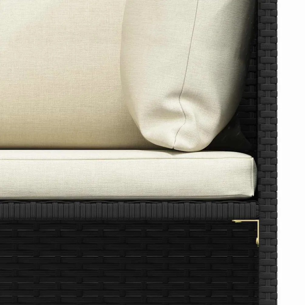vidaXL Reposapies Seccional con Cojín Taburete Otomana Jardín Asiento Sala de Estar Salón Terraza Patio Exterior Balcón de Ratán Sintético Negro