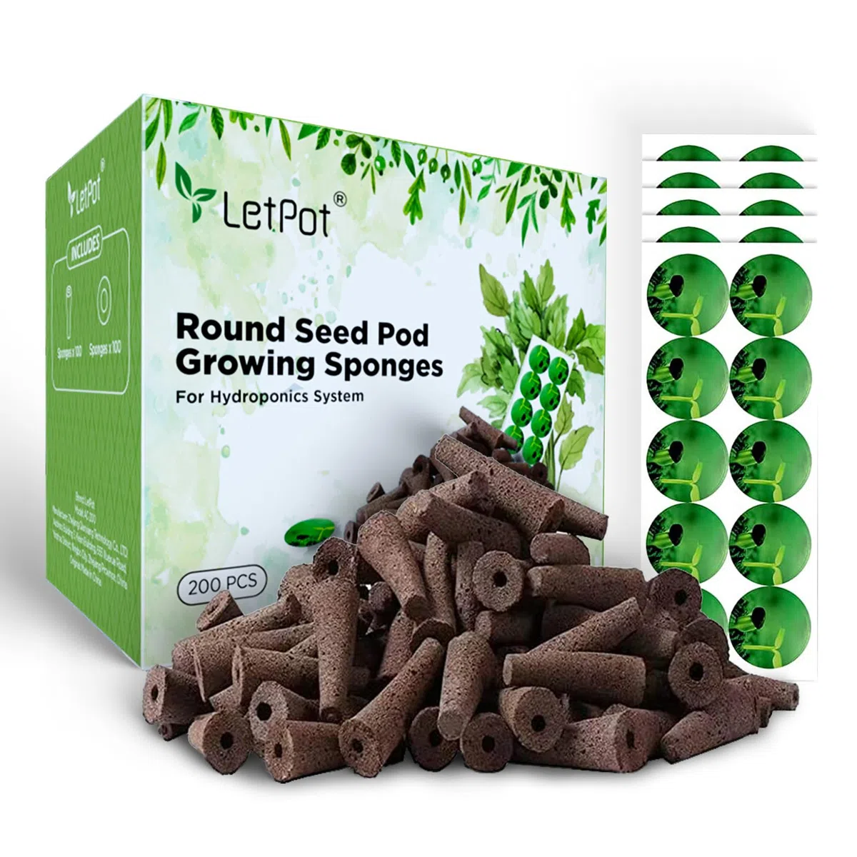 LETPOT Kits de semillas de repuesto, esponjas de cultivo de repuesto, esponjas de propagación para sistemas hidropónicos de jardín interior/exterior, paquete de 200 esponjas grises