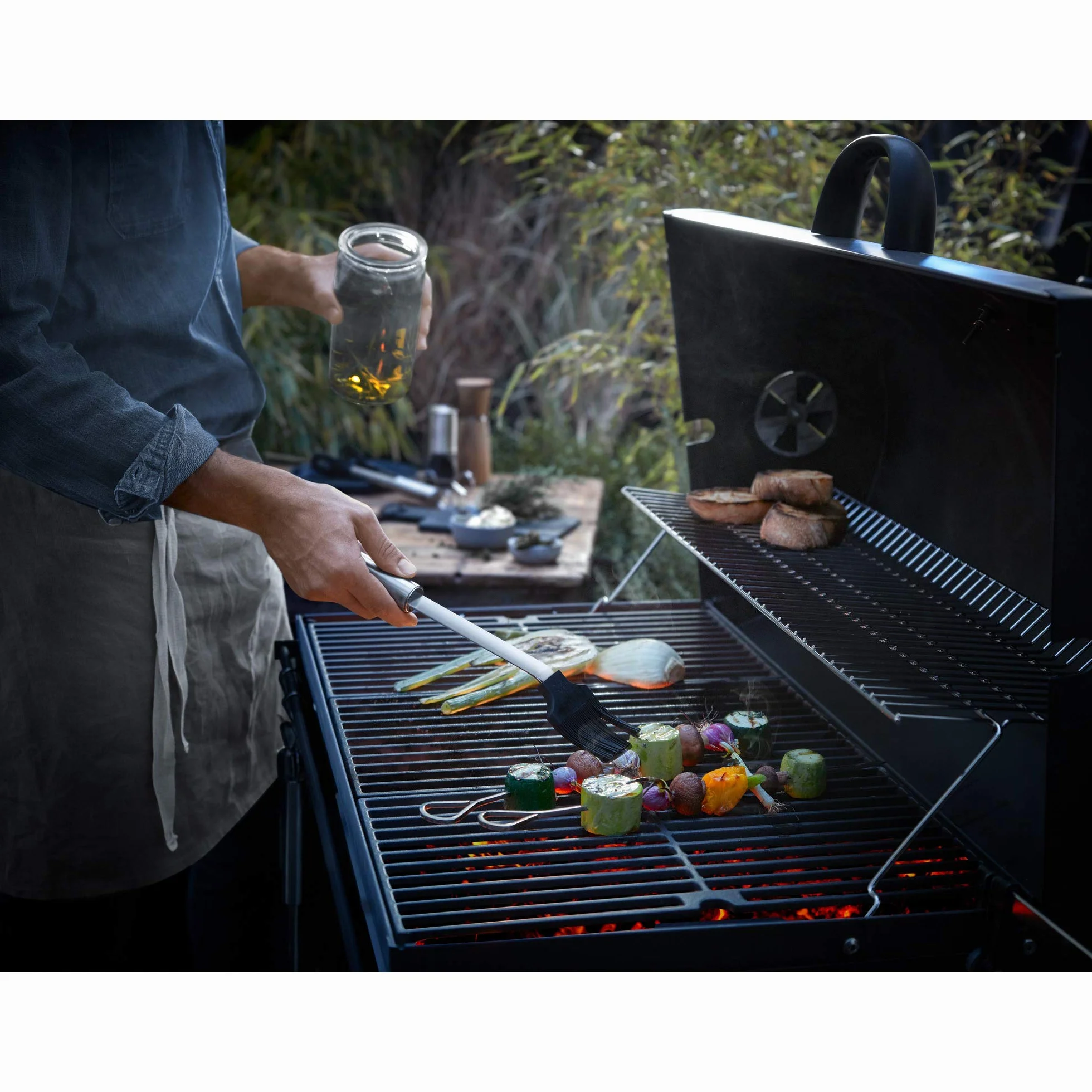 WMF Pincel de marinado para barbacoa, largo 38 x 5,5 cm, para barbacoa, con cerdas de silicona, acero inoxidable Cromargan, marinado uniforme