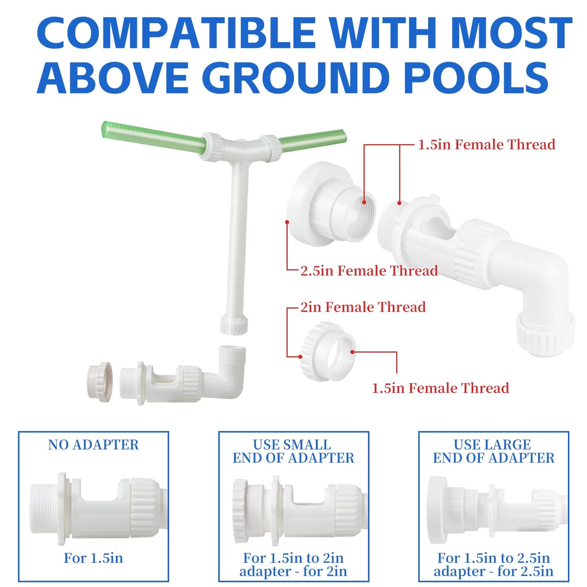 LALAGO Fuente de Piscina, Fuente de Agua Ajustable de Doble Chorro, Fuente Piscina Cascada con Adaptador, Fuente para Piscinas para Piscinas Exteriores Enterradas y sobre el Suelo(Fluorescente Verde)