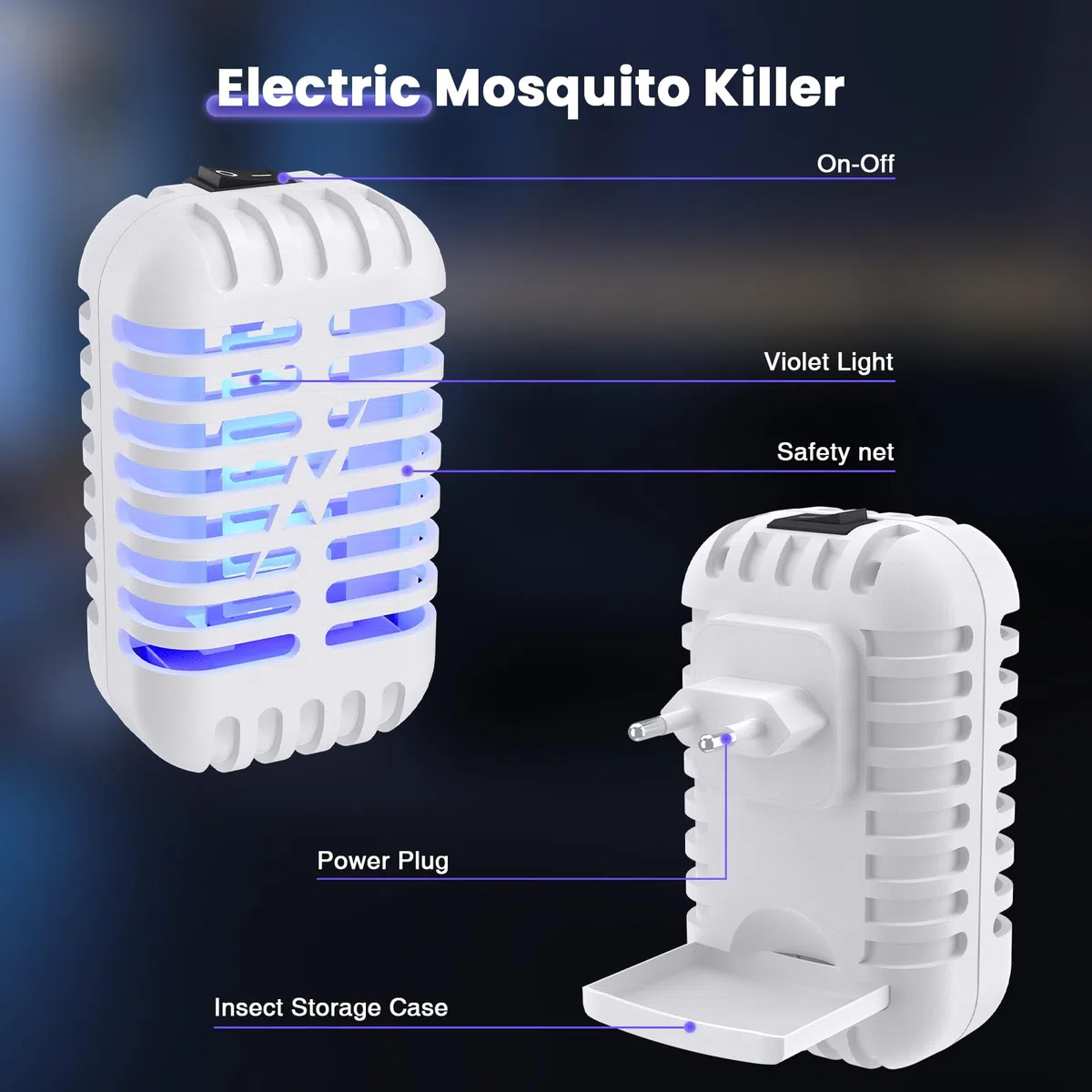 2 Piezas Lámpara Antimosquitos Electrico, Trampa para Mosquitos para Interior, contra Mosquitos, Moscas, Polillas, Lampara Antimosquitos con Luz UV para Cocina, Dormitorio, Comedor