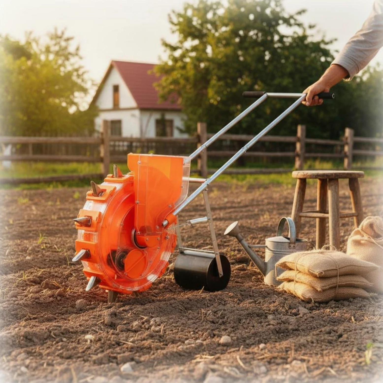 predolo Sembradora Manual de Empuje Multifuncional Sembradora de Precisión Manual Carro Sembrador de Hortalizas para Agricultores, Jardineros