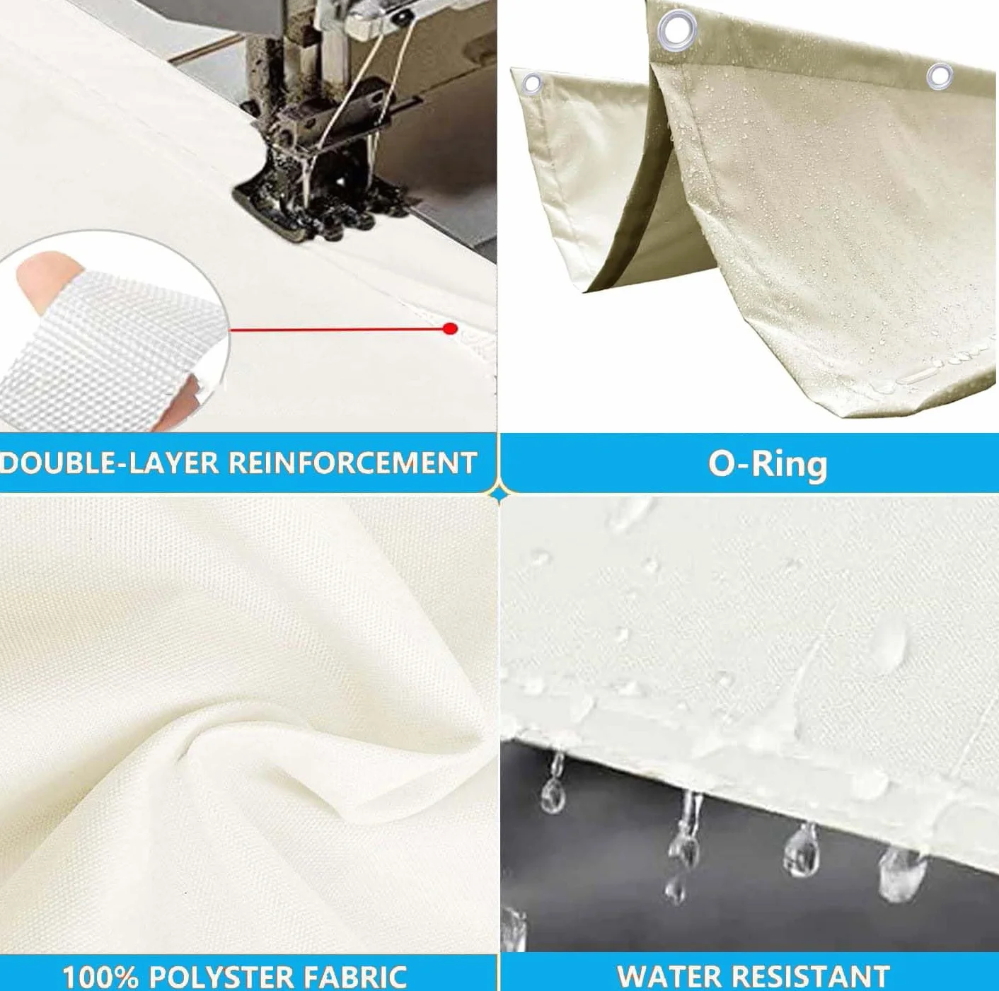 Retráctil Ondulada Vela de Sombra 2.5x6m Impermeable Toldos Exterior Rectangular Protección Rayos UV Resistente al Desgarro para Terraza Balcon Exterior Jardín con Ojales y Cuerdas Crema