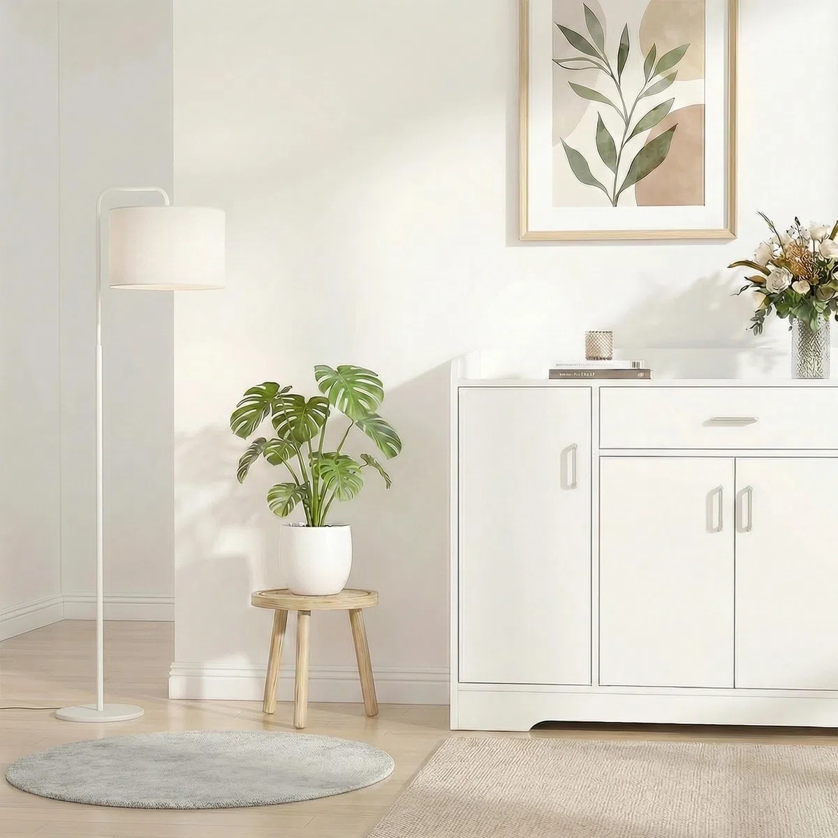 FUSHITON 3 Banquitos para Plantas Redondos de Interior, Juego en Marrón Claro, Mesa Jardinería & Soporte Esquina, Estante Alto para Dormitorio, Oficina