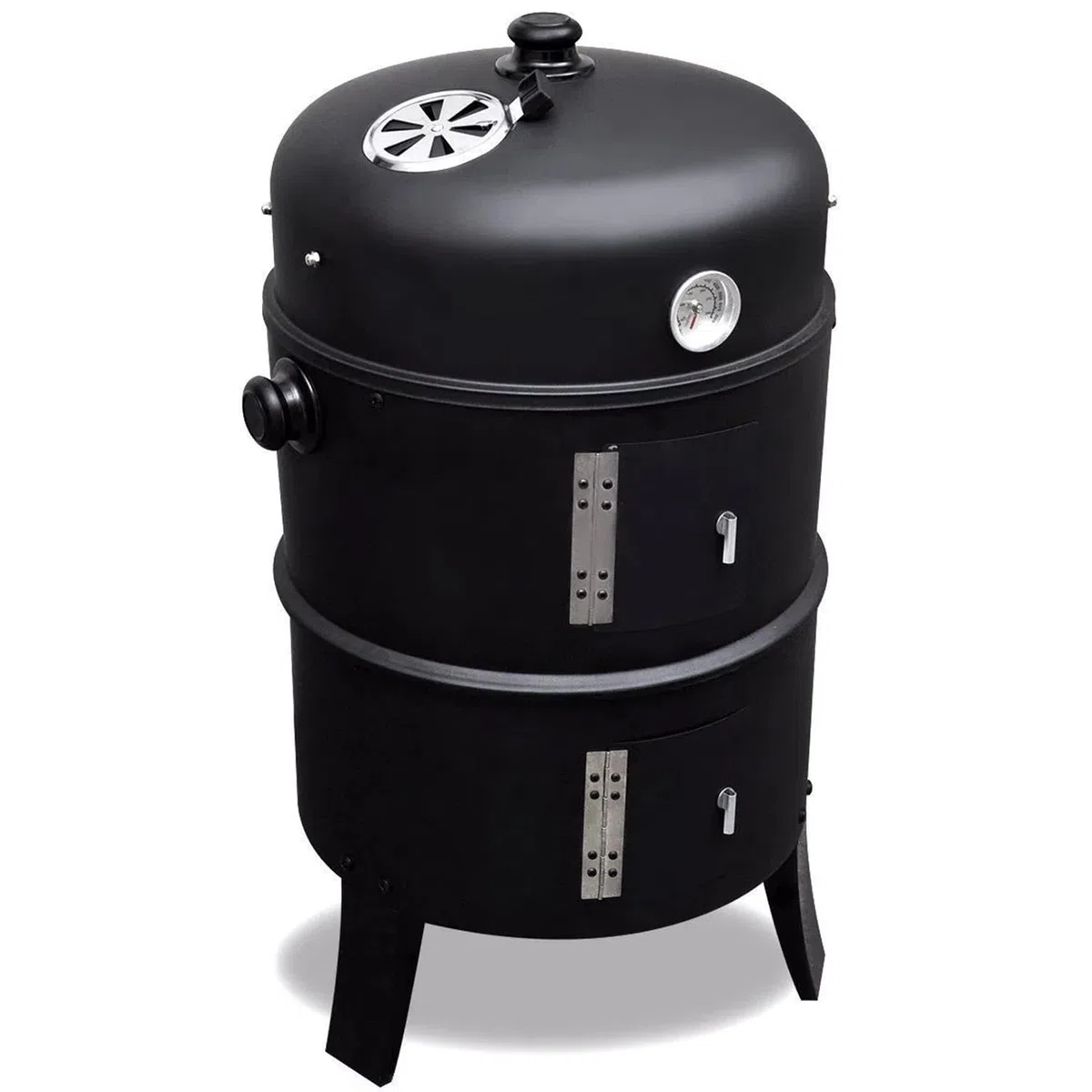 ITA Parrilla Ahumador 3 en 1 Multifuncional - Asar, Ahumar, Cocinar - Parrilla de Carbón Modular con Termómetro y Regulador de Aire en Tapa - Barril Ahumador