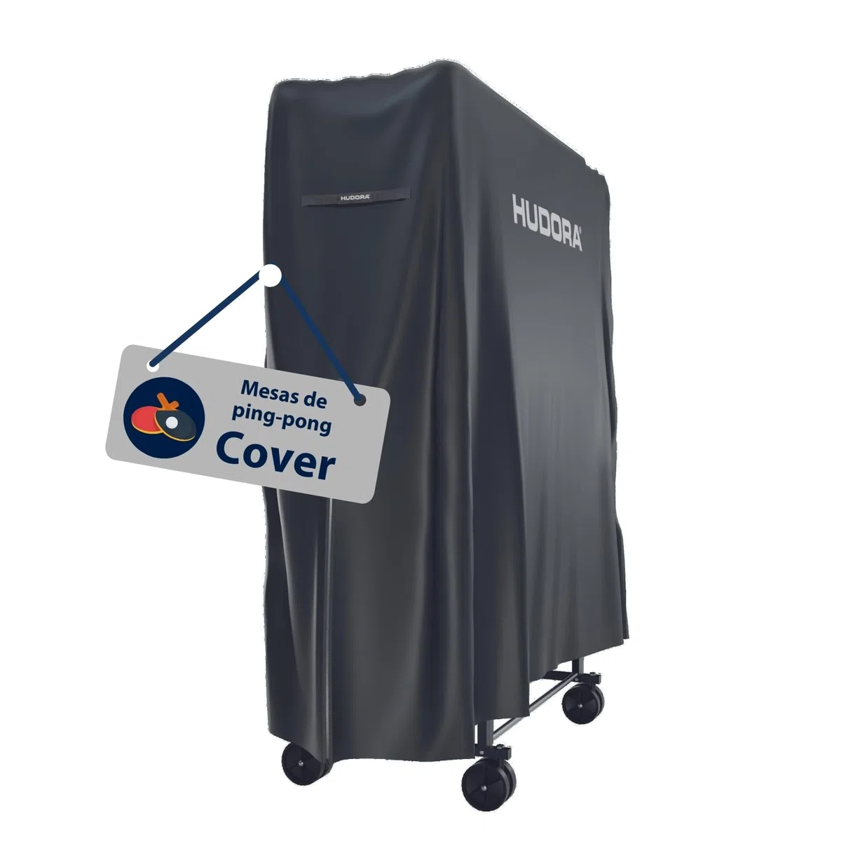 HUDORA Funda para Mesa de Ping-Pong I 187x72x156 cm I Cubierta con Revestimiento de PU I Protección contra sol, polvo & lluvia I Protector para Mesa de Ping-Pong con Cremallera