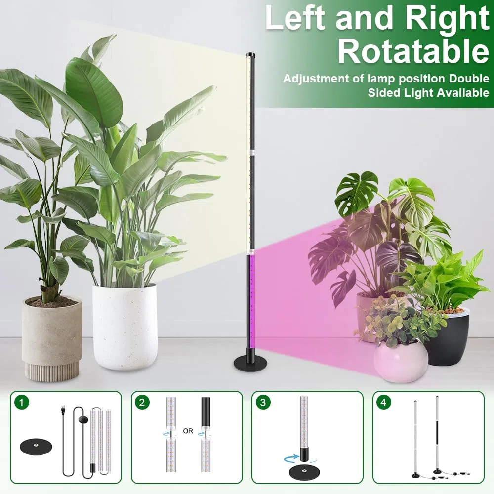 Luces de Crecimiento para Plantas, 243 LEDs Lámpara LED de Espectro Completo para Planta con Temporizador y 3 Modos de Iluminación, 45 W, luz Crecimiento Plantas Interior con Base Redonda