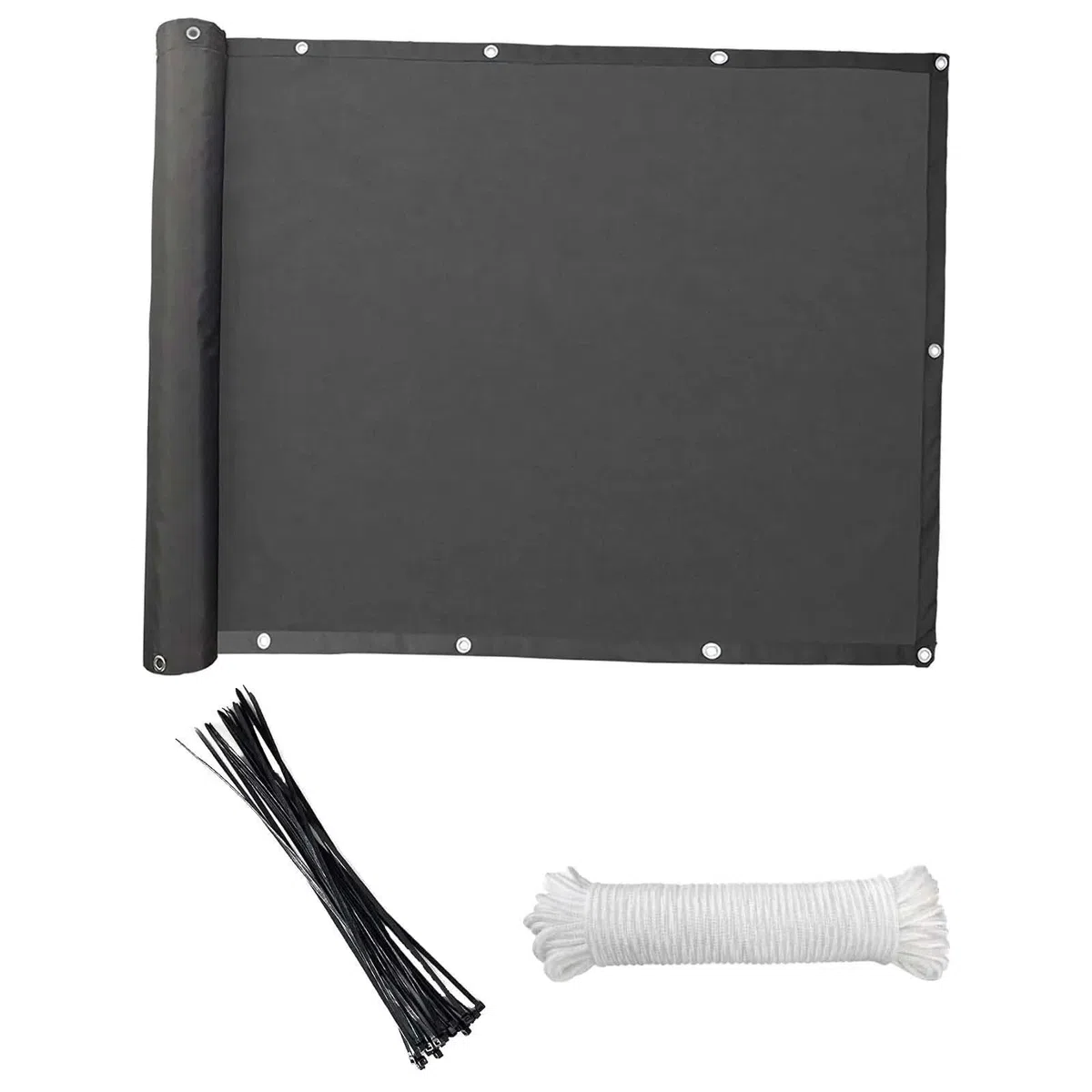 Toldo Lateral Retráctil Parabrisas con Bridas de 2,7 x 9,84 pies for barandilla de Piscina y balcón(Black)