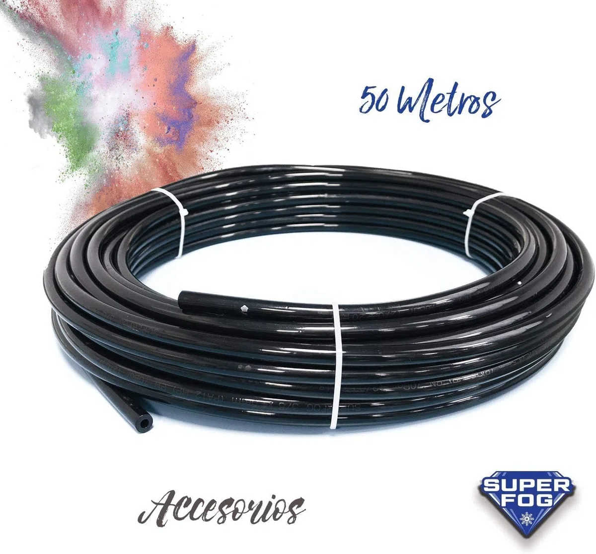 Rollo de 50 Metros de tubería Fabricada en Poliamida 1/4". Alta Resistencia. Presión de Rotura 140 Bar. Color Negro.