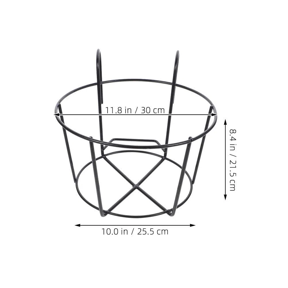 Angoily Pack de 2 macetas redondas de metal para colgar, soporte para macetas de alambre para colgar plantas, soporte para macetas negro, estantería de hierro, balcón, cesta para plantas para valla de