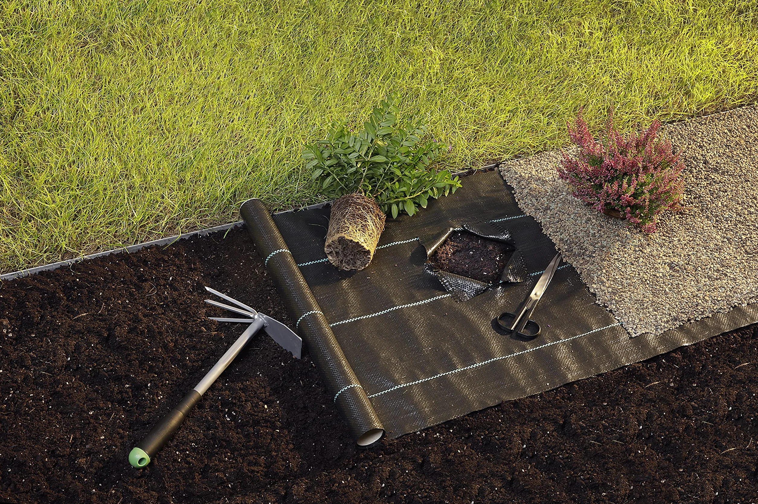 GardenMate 2 x 20 m de tela para malas hierbas permeable al agua contra malas hierbas, fieltro con protección UV, tejido de cinta resistente a desgarros, tejido para subsuelos, lámina de mantillo, 100