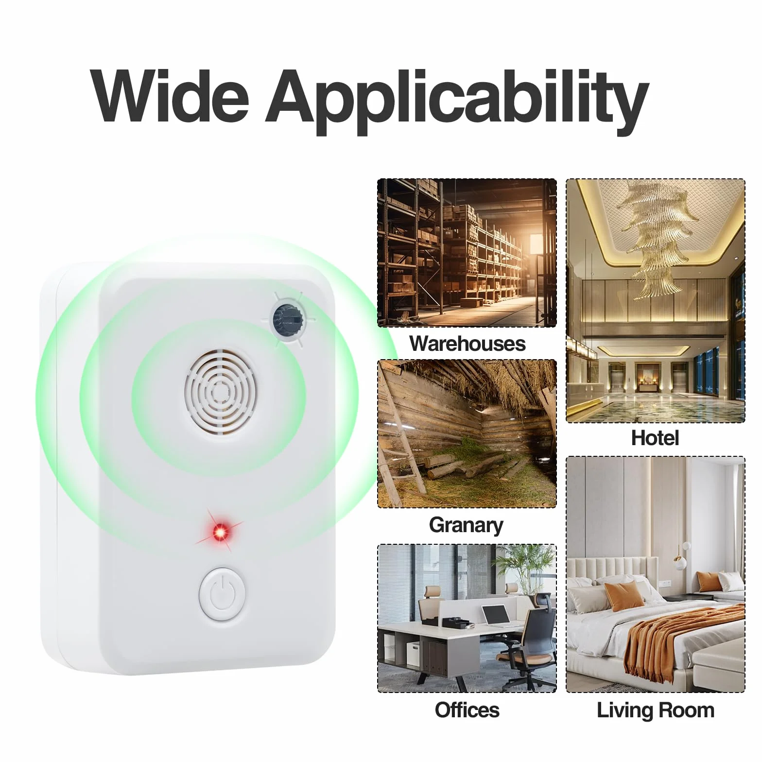 Paquete de 4 dispositivos repelentes ultrasónicos de murciélagos para ático o porche, dispositivo ajustable de exclusión de murciélagos para uso en interiores, amigable con humanos y mascotas (blanco)