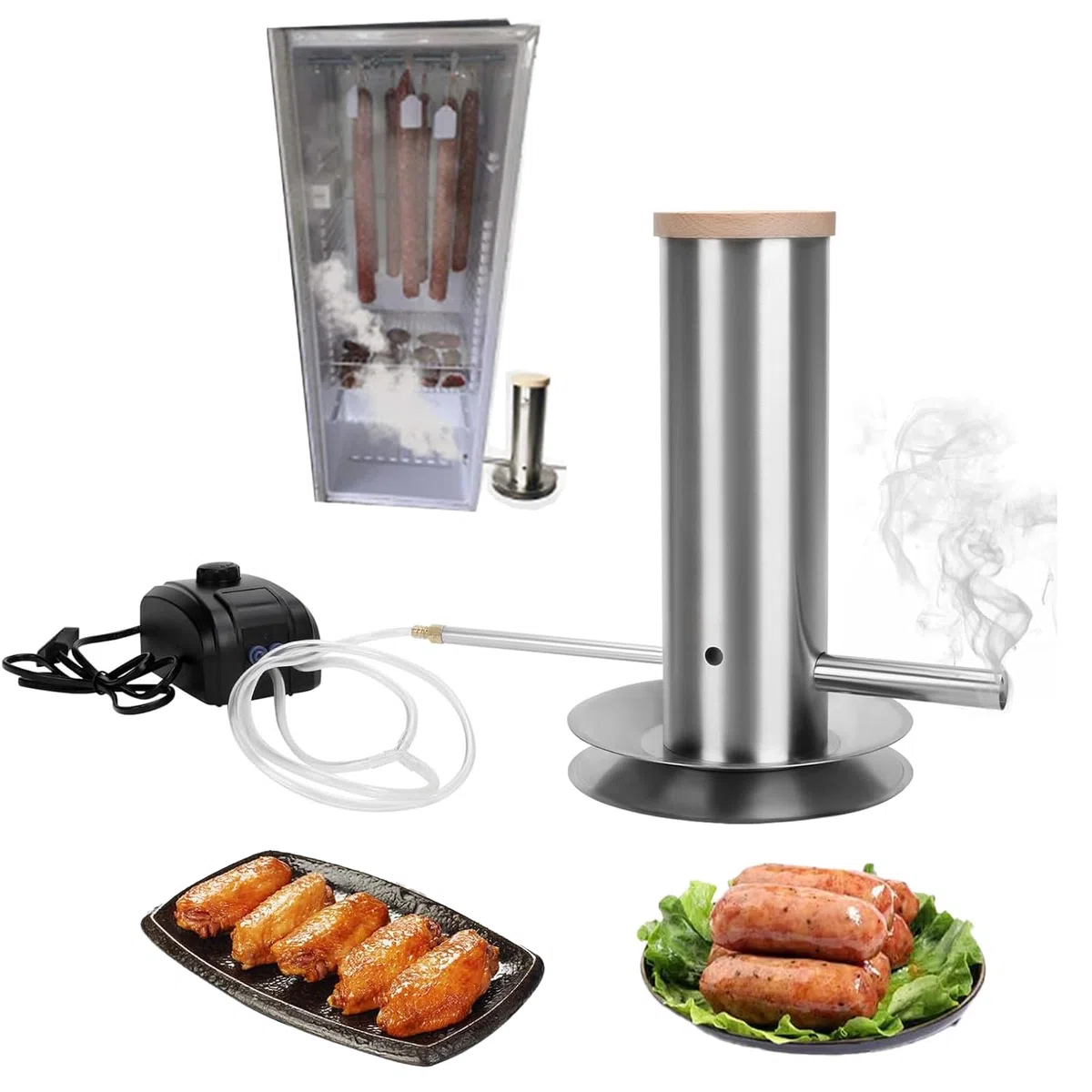 Generador De Humo FríO, Acero Inoxidable Generador De Humo FríO Con Bomba Para Ahumador Para Barbacoa Ahumado En FríO De Pescado Carne Queso