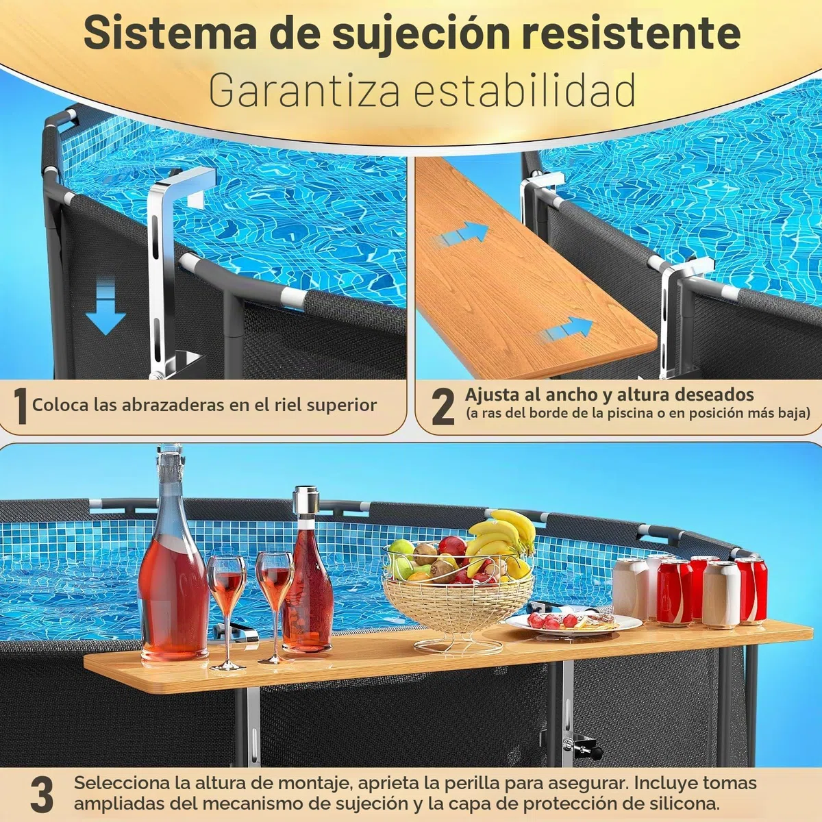 GFTIME Barra de piscina para Bestway, Intex sobre el suelo, redonda y ovalada, exclusivamente apto para rieles superiores de 9,4 cm o menos, barra de natación, estante de piscina sobre el suelo