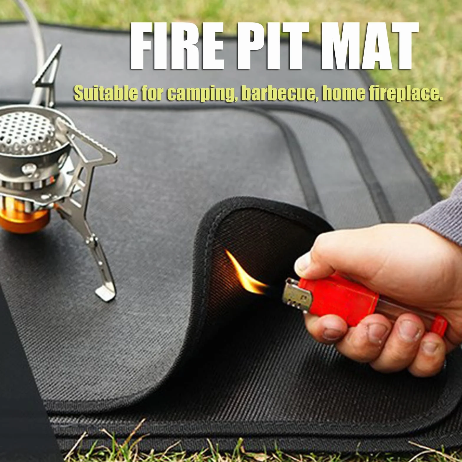 Alfombrilla Rectángulo para Fogatas Resistente al Calor Diámetro 80 * 75 CM - 3 Capas Alfombrilla Ignífuga Protectora para Barbacoa Exterior, Hoguera, Terraza, Césped, Brasero Resistente al Fuego