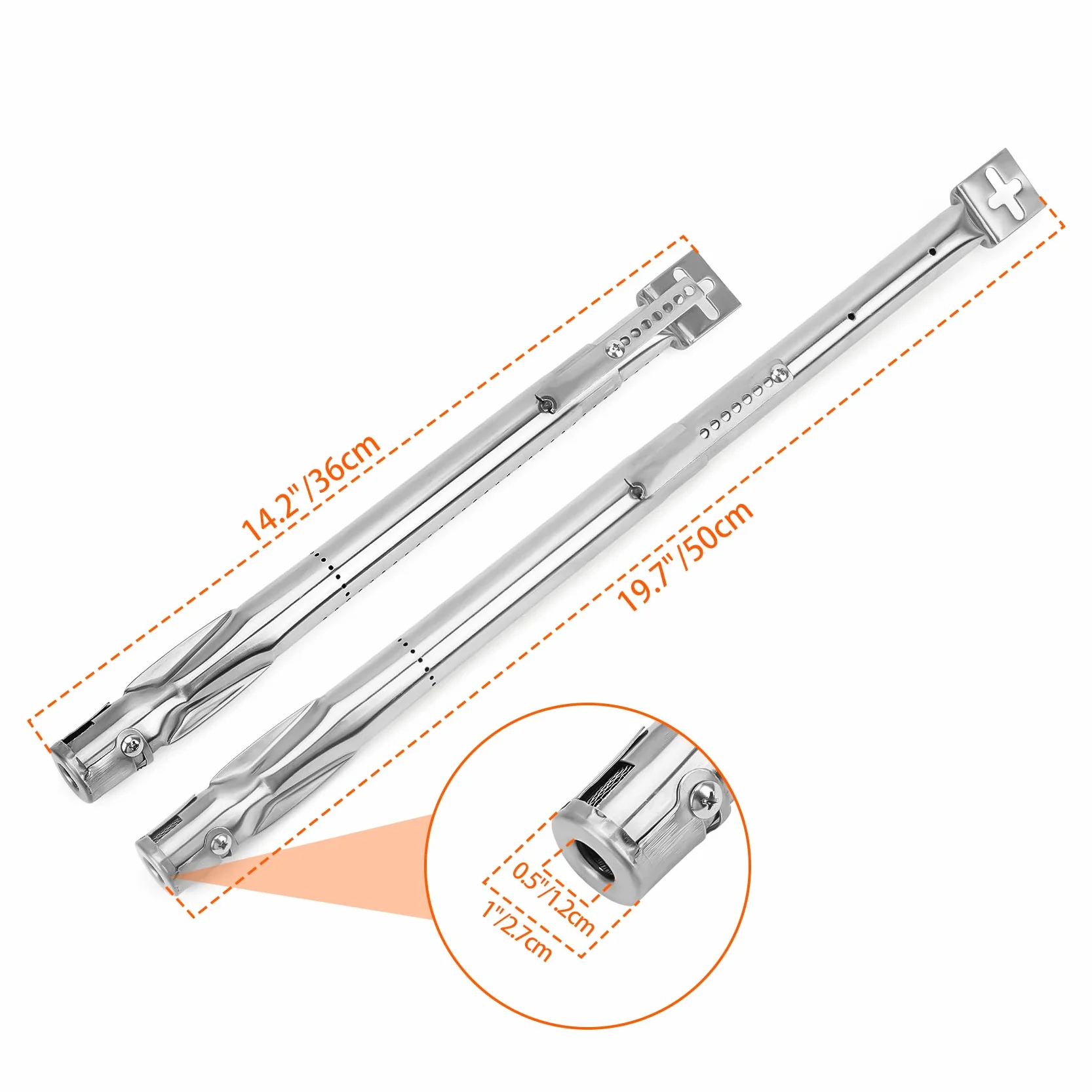 onlyfire Reemplazo del Tubo del Quemador de la Parrilla a Gas Universal, Acero Inoxidable, Extensible de 36 cm a 50 cm, diámetro 12 mm (4 Piezas)