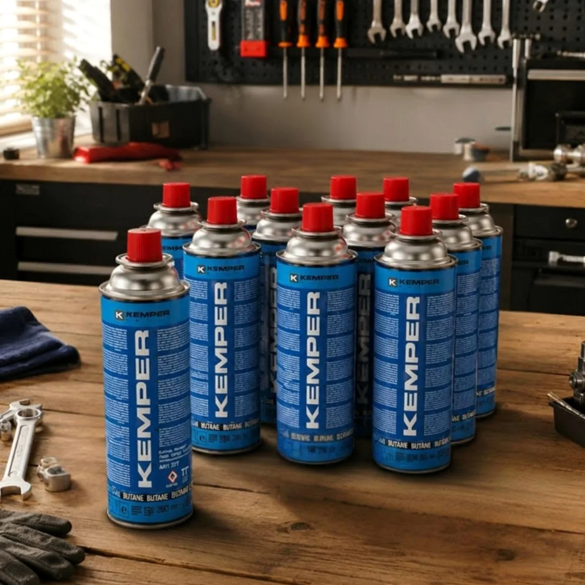 KEMPER - Pack de 12 cartuchos de gas butano, 220 g, para aparatos de gas, norma UN2037