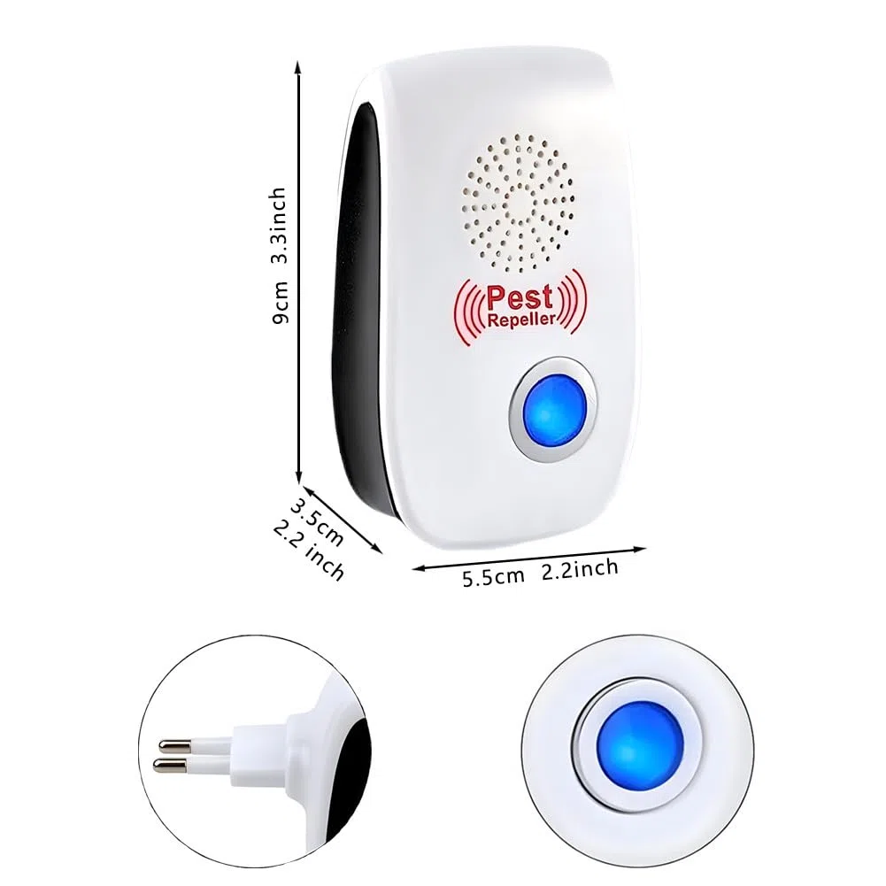 Repelente Ultrasónico de Plagas, 4 Pack Electrónico Repelente Mosquitos Insectos Control de Plagas, Cucarachas, Mosquitos, Arañas, Roedores