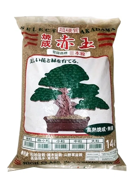 Akadama Ibaraki Triple Línea Roja, Sustrato para Bonsái, Grano Grueso 5-8mm, 14L, Dura del Mercado