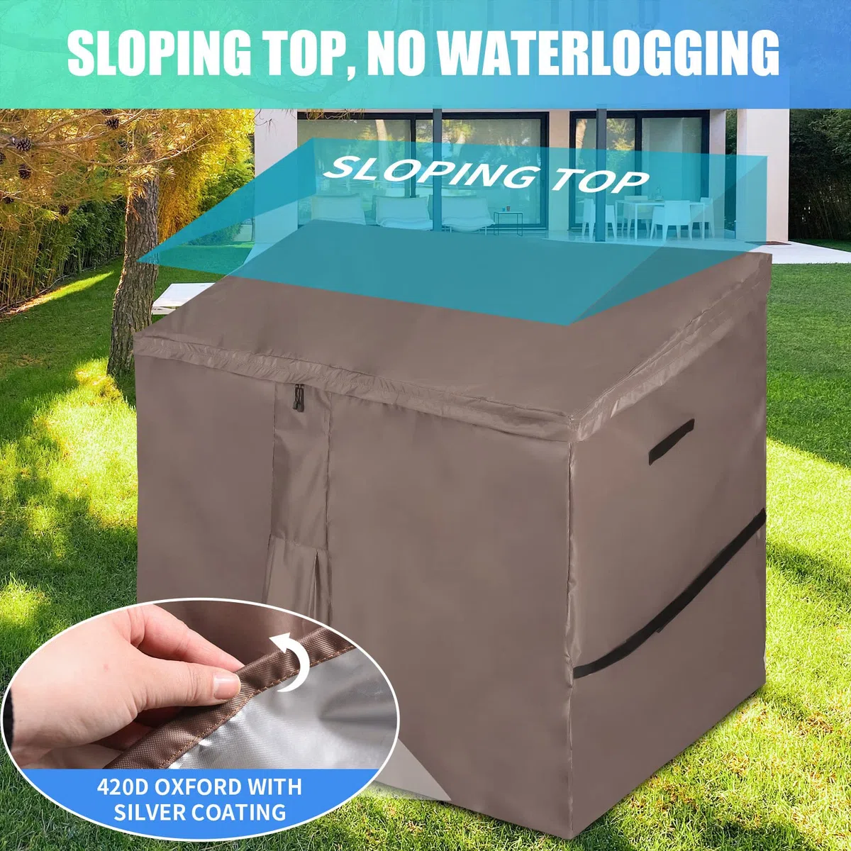 Cubierta impermeable para cobertizo de jardín, fundas de caja de almacenamiento al aire libre con parte superior inclinada de apertura rápida, compatible con la serie Store It Out, Oxford