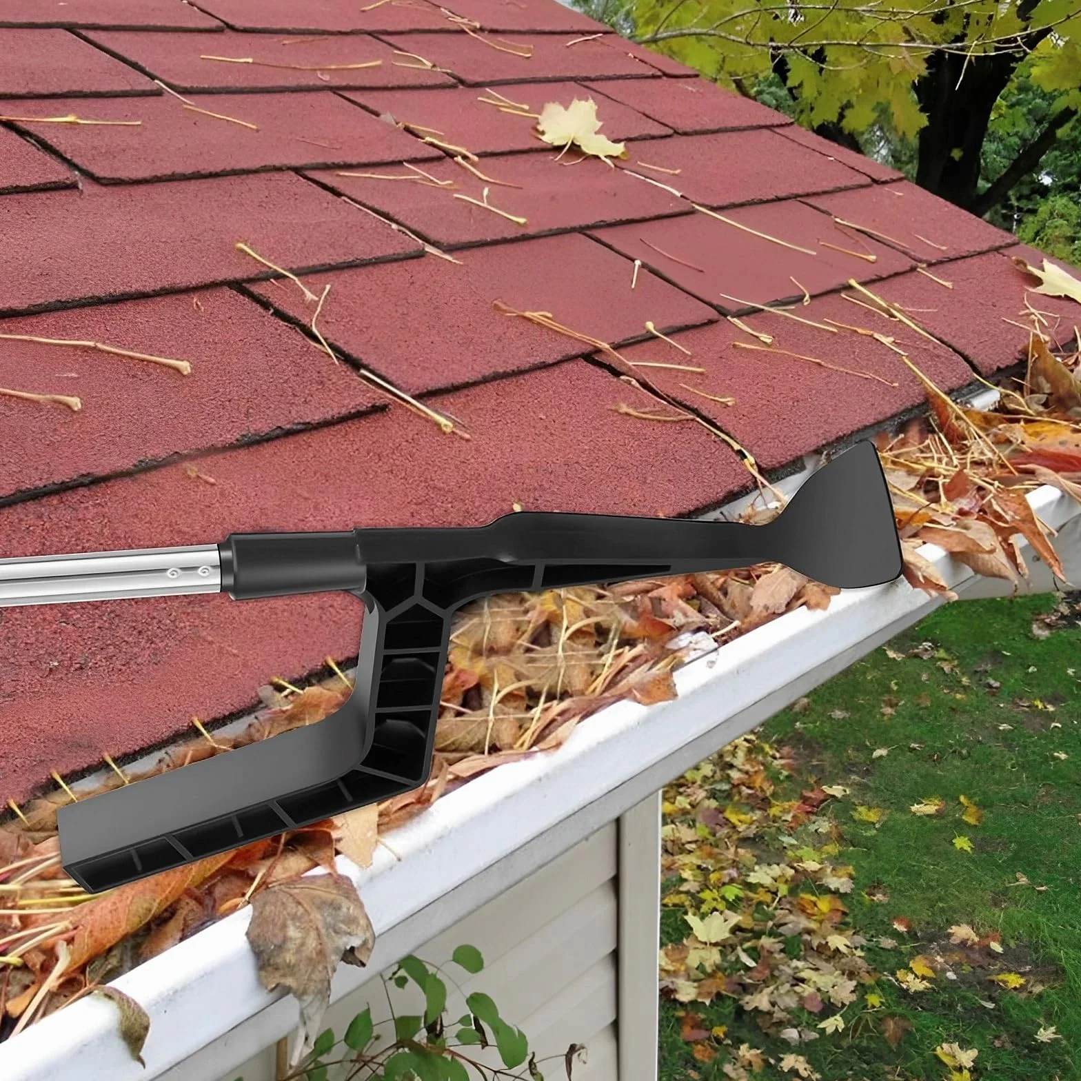 Dachrinnenreinigungswerkzeug, Dachrinnenreiniger,Dachrinnen-Werkzeug Reinigungslöffel und Schaufel mit Haken,Gewindedesign, Kanalisation,Guard Cleaning Tool,Dachrinne-Reinigungswerkzeug