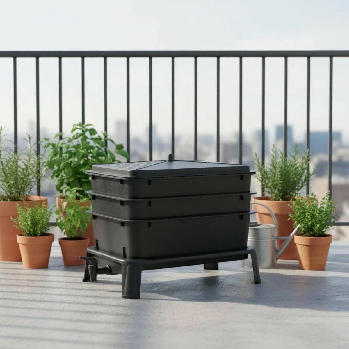 predolo Caja de Lombrices Uso en Exterior Compostador de Lombrices Resistente a Prueba Condiciones Climáticas Cubo Vermicompostaje para Jardín, Hogar