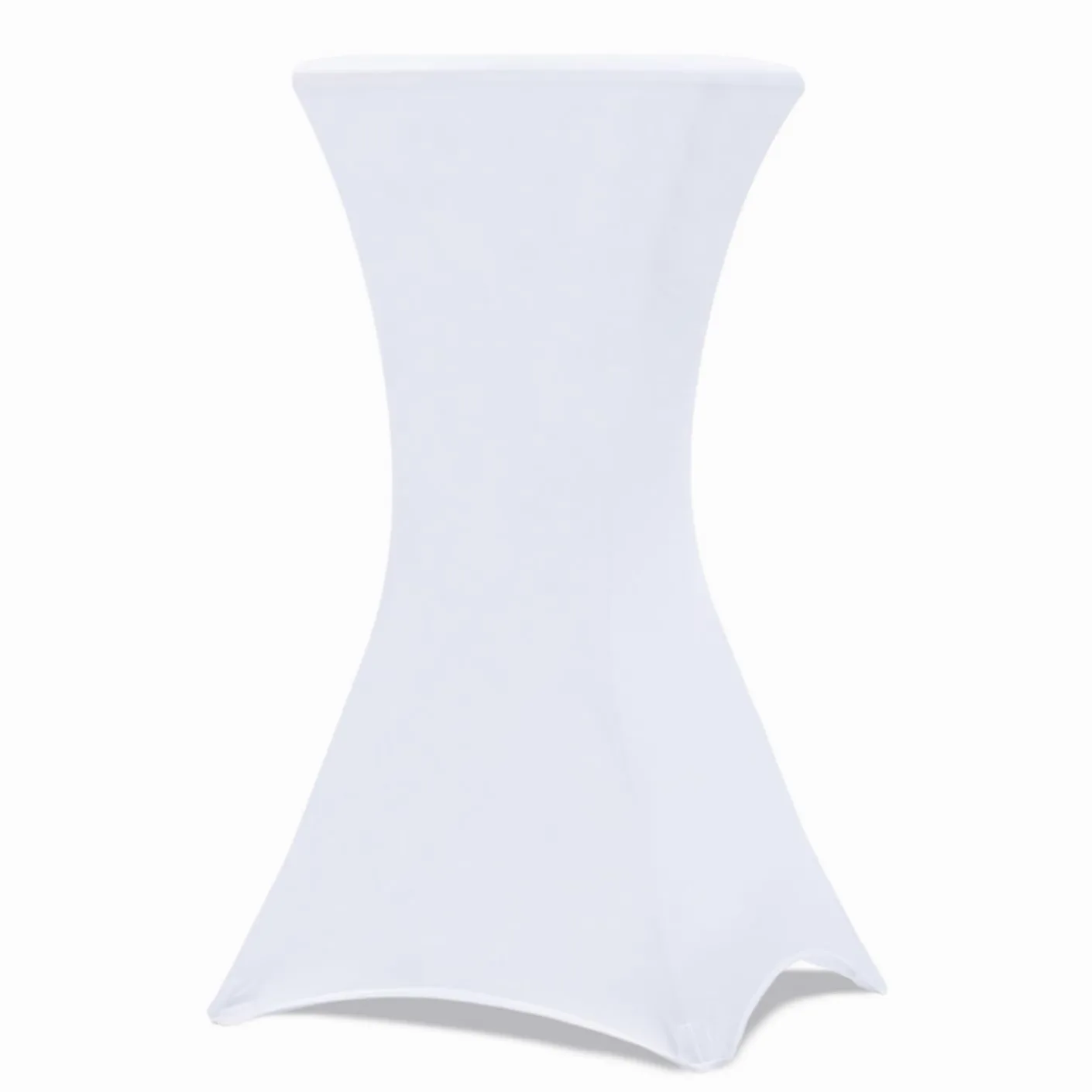 IDMarket - Juego de 4 mesas altas plegables de 105 cm y 4 fundas blancas