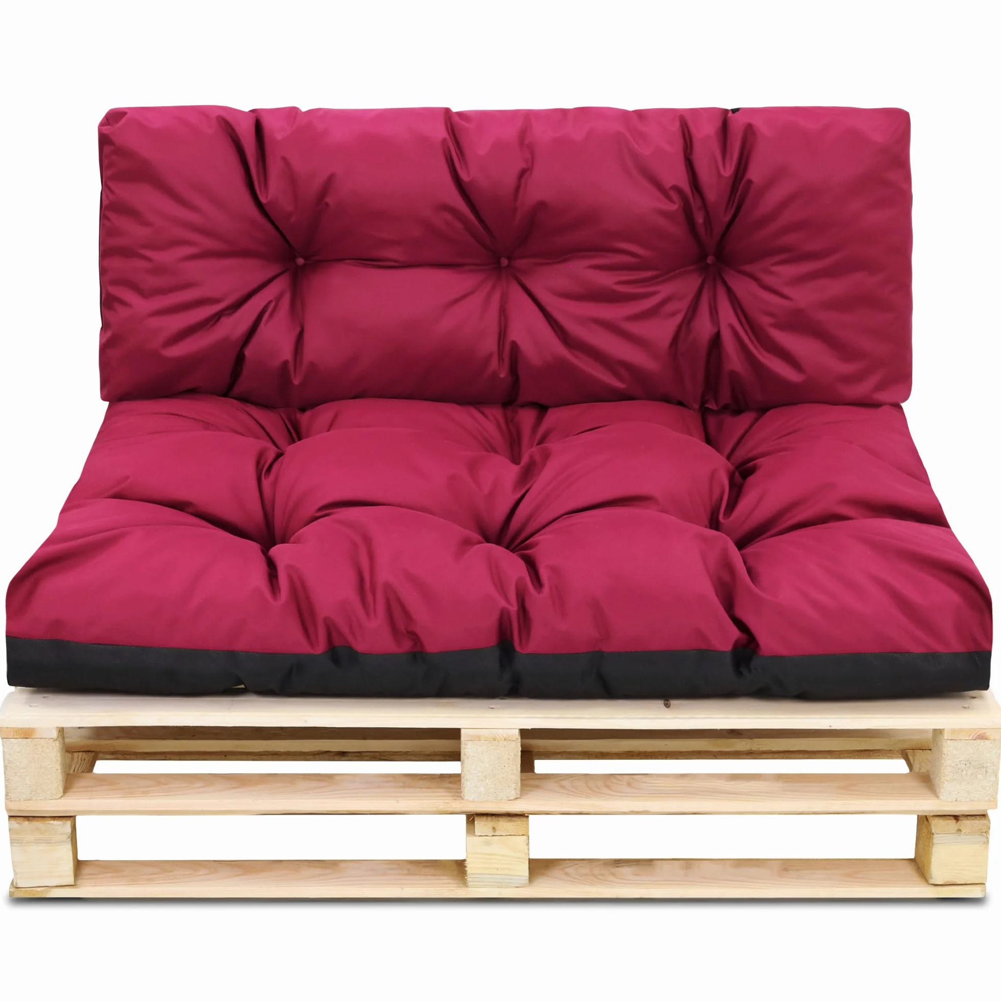 Amazinggirl Cojines para palets Exterior 120x40 cm - Cojín por Palet o Cojin jardín por Banco terraza balcón y Patio Almohada para Asiento en Jardin 120 x 40 Burdeos