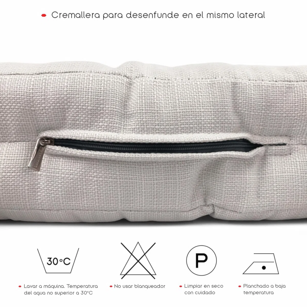 TIENDA EURASIA – Pack de 2 Cojines de Suelo Cuadrado | Cojín Impermeable | Acolchado | Poliéster | Medidas 45x45x8 cm | Cojines Exterior Jardín | con Asa de Transporte y Cremallera (Crudo)