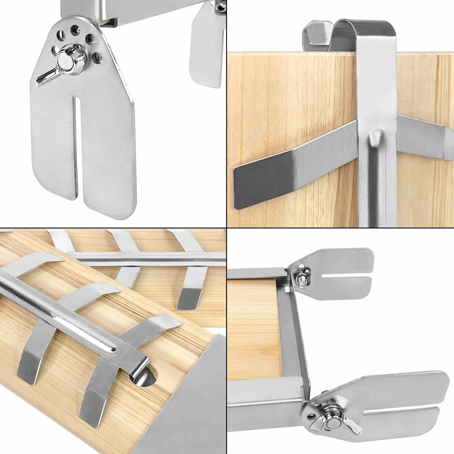 Tabla de salmón de llama con soporte de acero inoxidable, 4 piezas, tabla de madera de cedro para barbacoa, 5 niveles, tablas de barbacoa ajustables, para brasero