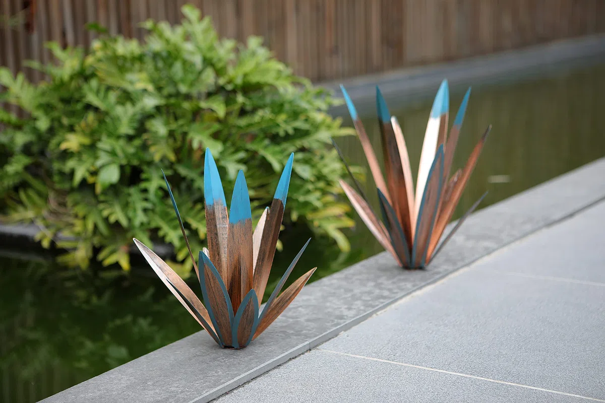 Homight Escultura de Tequila de Metal – Adorno de jardín de Planta de Tequila DIY – Estaca para Patio y césped, tamaño Grande y pequeño