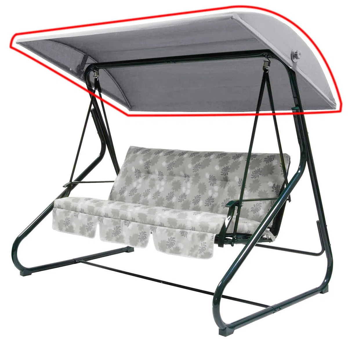 Cubierta superior de repuesto WingFly B&Q Colorado para columpio de jardín de 3 plazas, solo para actualizar la hamaca de jardín con columpio (204 X 117 cm, gris)
