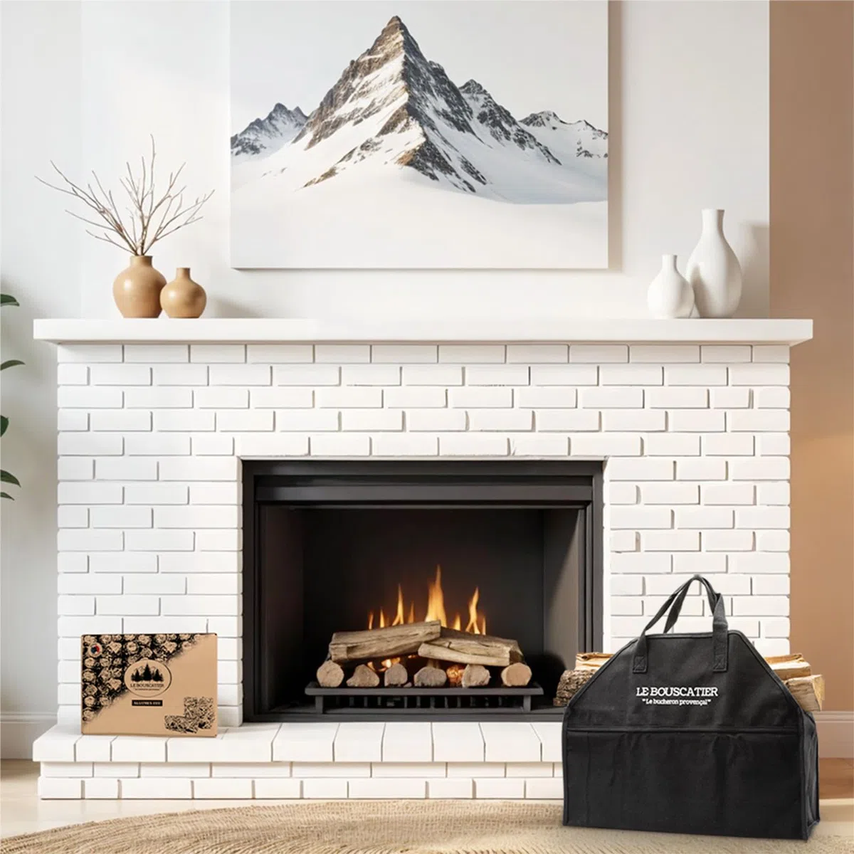 Le Bouscatier - Bolsa para leña de 30 o 50 cm. Cesta de leña para estufa y chimenea de leña, SAB01