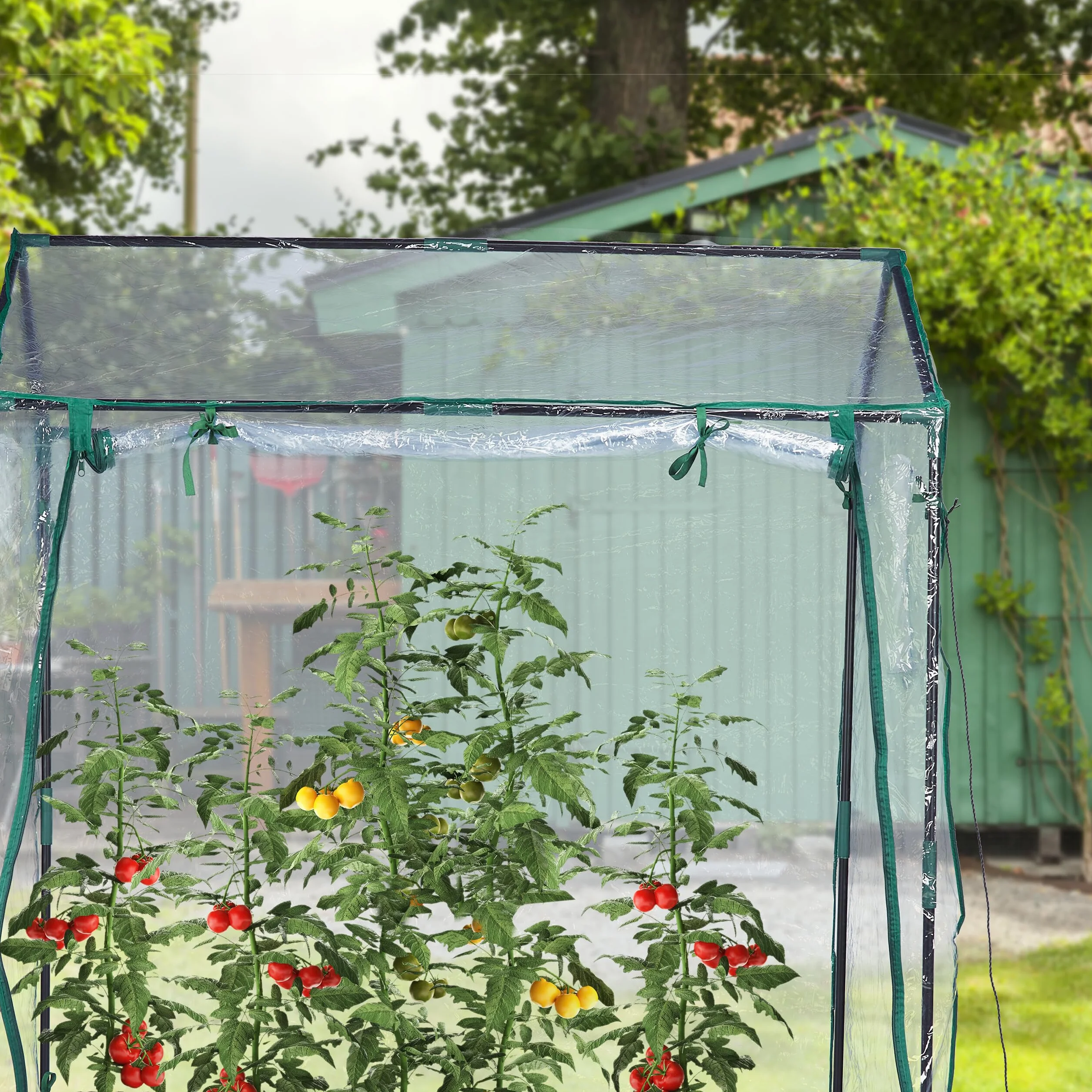 Relaxdays Invernadero Grande, Cubierta PVC, Puerta y Ventanas Enrollables, 152x132x92 cm, Huerto Tomates, Transparente