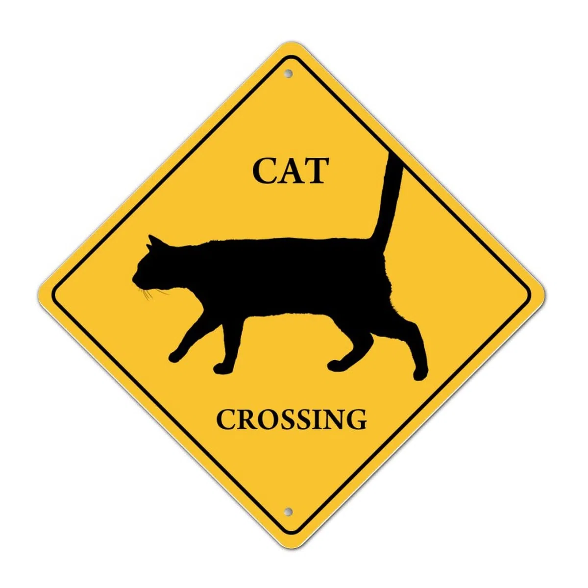 Placa de metal para gato Xing gato cruce señal de advertencia precaución cuidado con la zona de cruce de gatos resistente a la intemperie, letrero de aluminio retro para decoración de jardín de