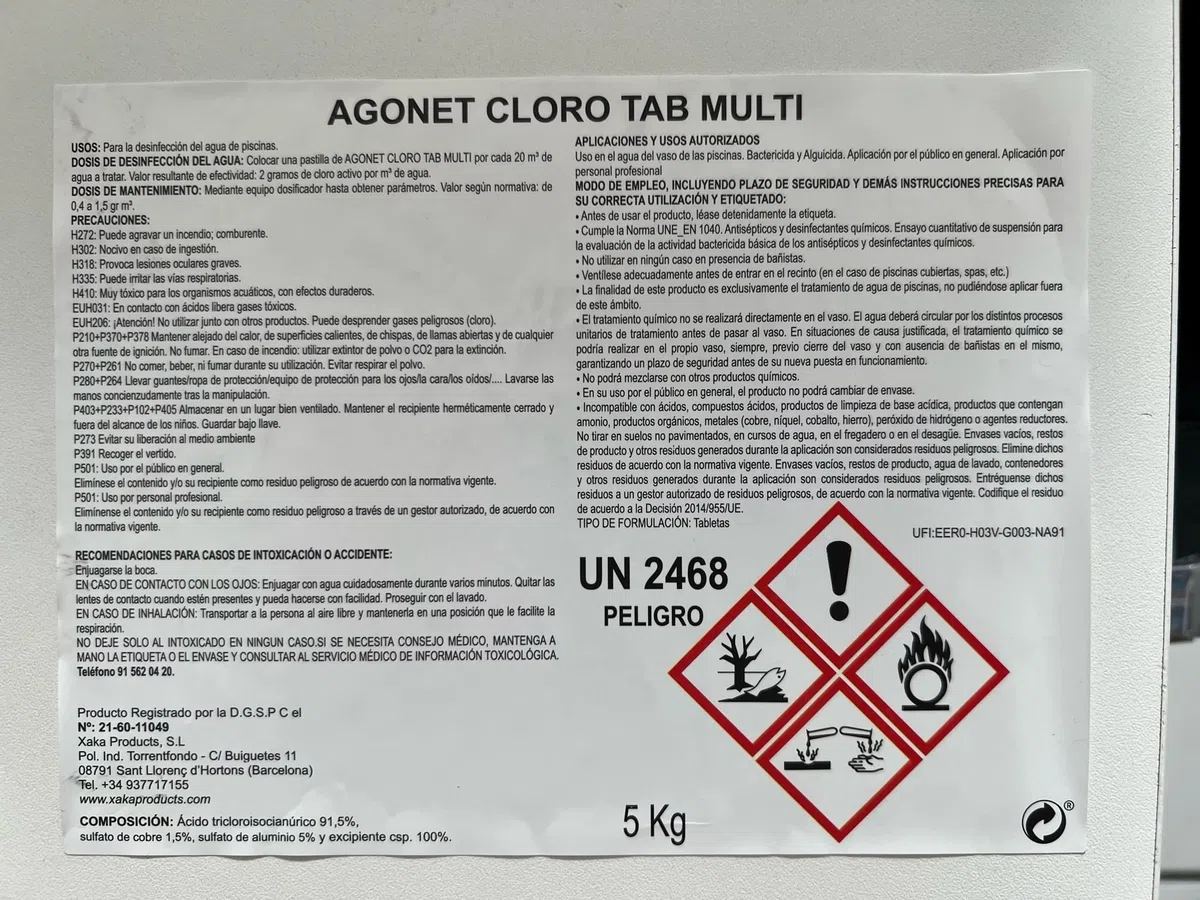 Cloro 10 acciones | Mantenimiento de Piscina | Tratamiento Multiacción | Formato 5 kg | POOLiberica