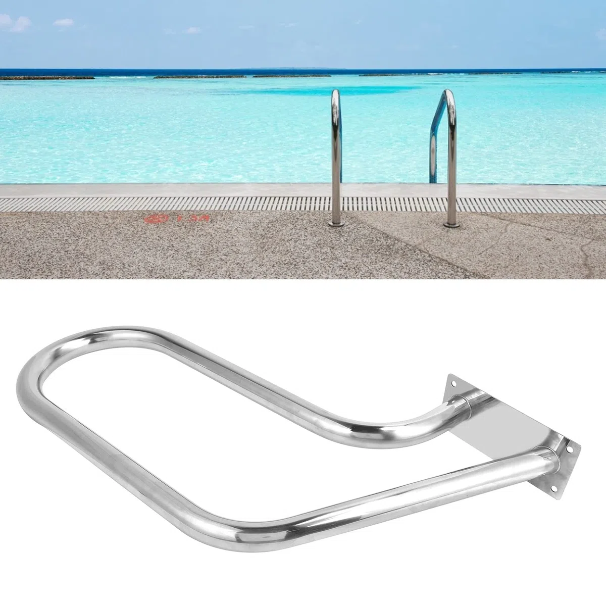 Pasamanos de Piscina, Pasamanos de Seguridad de Piscina de Superficie Lisa de Acero Inoxidable 304 Engrosado para Piscina