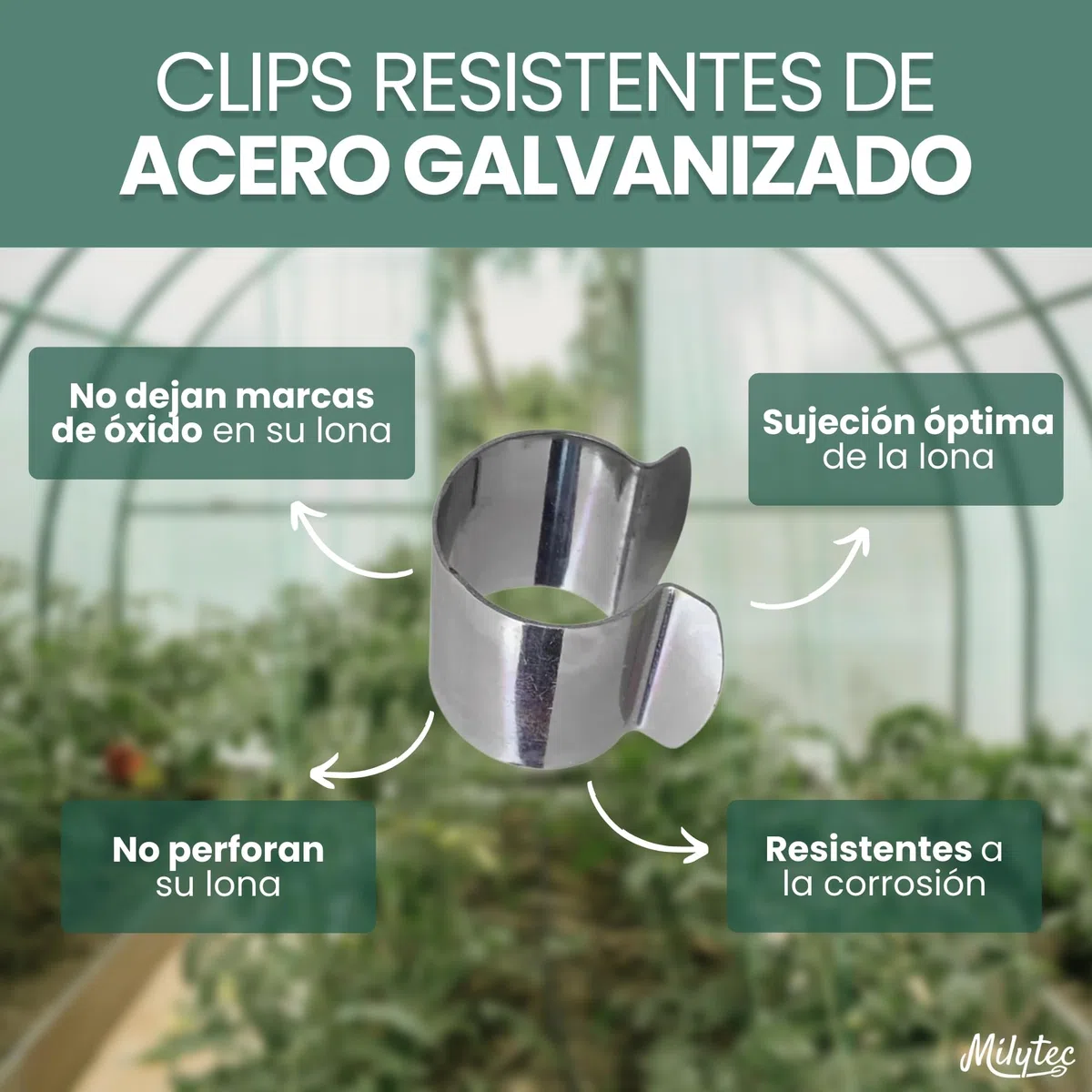 Lote de 50 clips para invernadero, diámetro 25x30 mm, de acero inoxidable, clips de fijación de metal para lona de invernadero de túnel para jardín