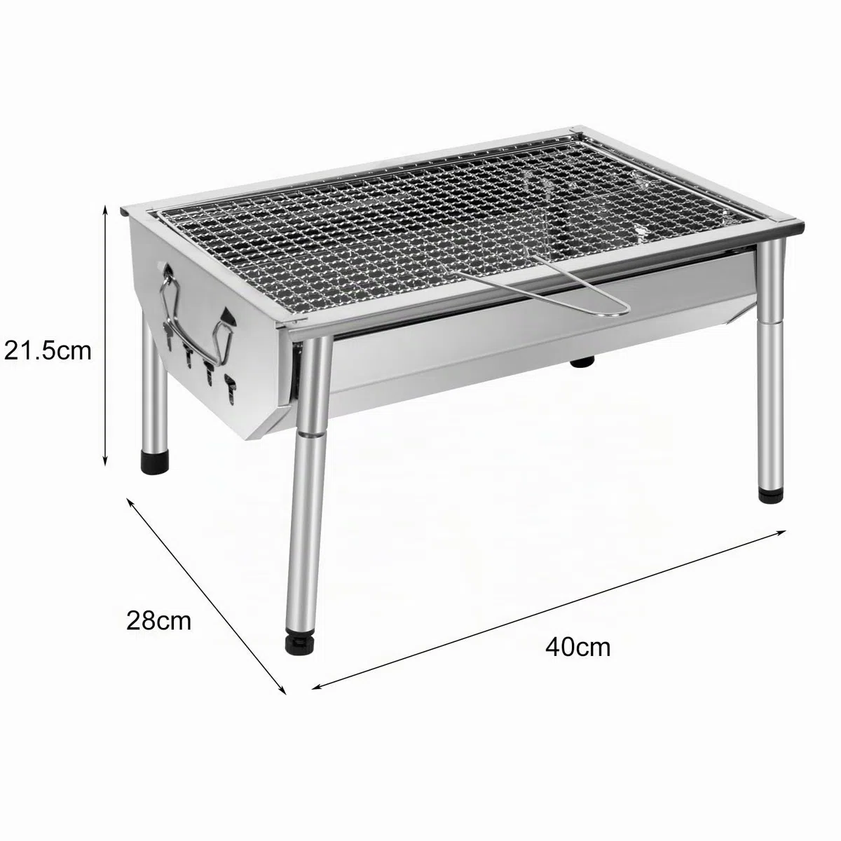 Barbacoa de carbón de madera inoxidable ajustable barbacoa desmontable de acero portátil barbacoa al aire libre parrilla de pie para jardín de picnic camping