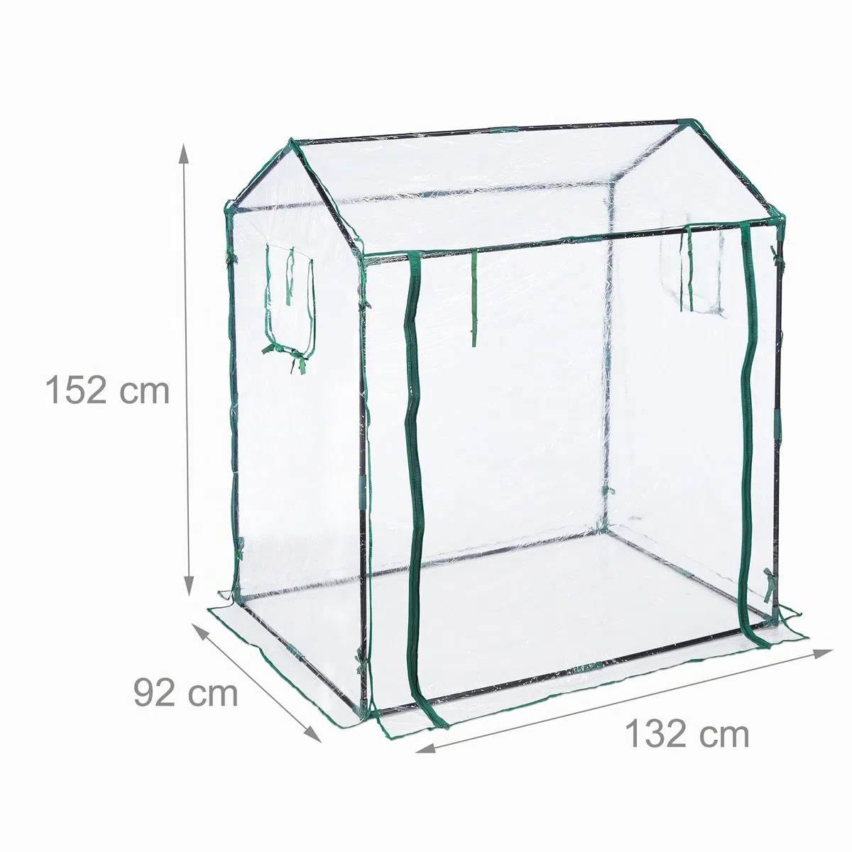 Relaxdays Invernadero Grande, Cubierta PVC, Puerta y Ventanas Enrollables, 152x132x92 cm, Huerto Tomates, Transparente