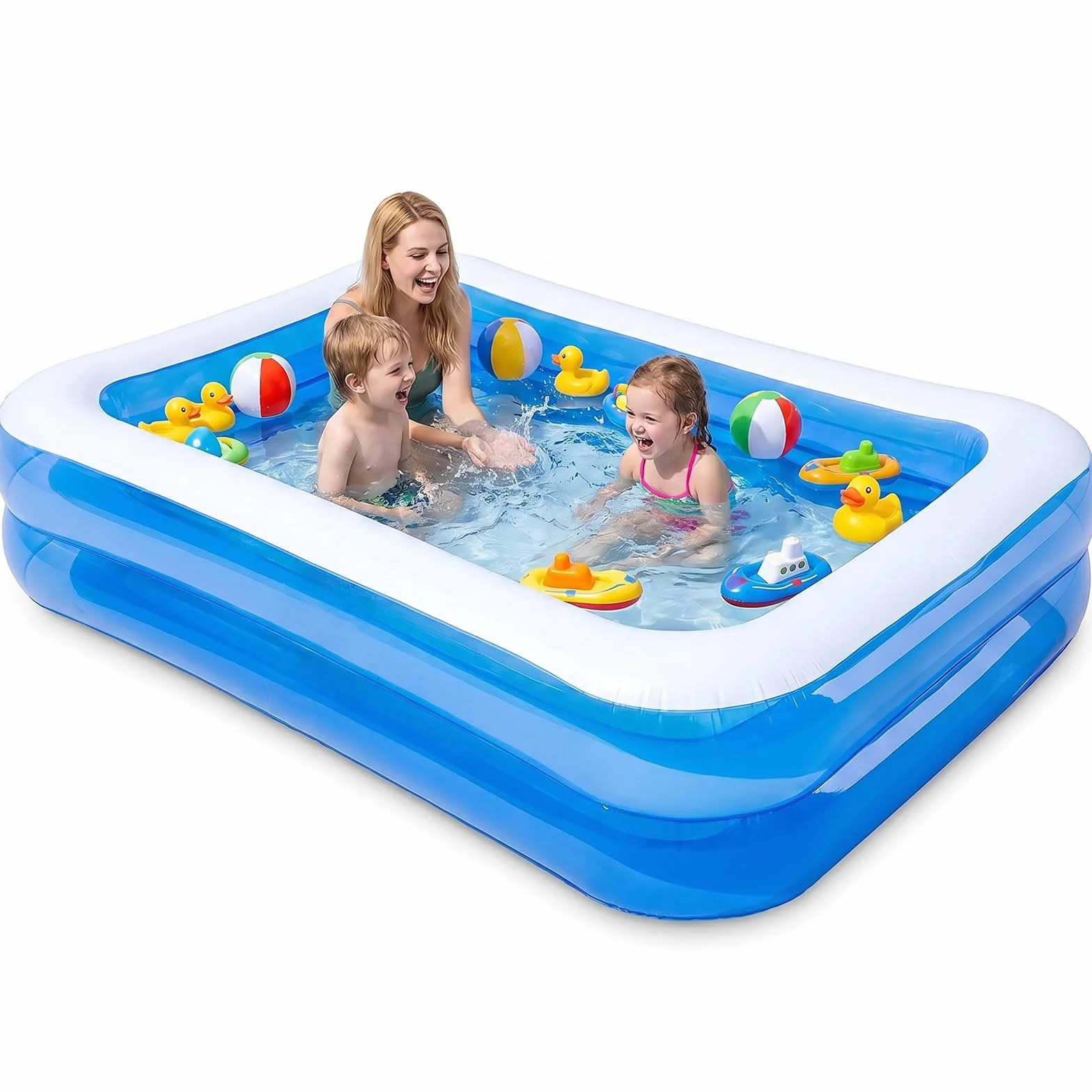 Piscina Hinchable 200x150x50cm PVC Rectangular–Piscina Inflable Familiar para Jardín Y Exterior, Piscina Hinchable Adultos, Bañera Hinchable Adulto, Piscinas Hinchables Verano