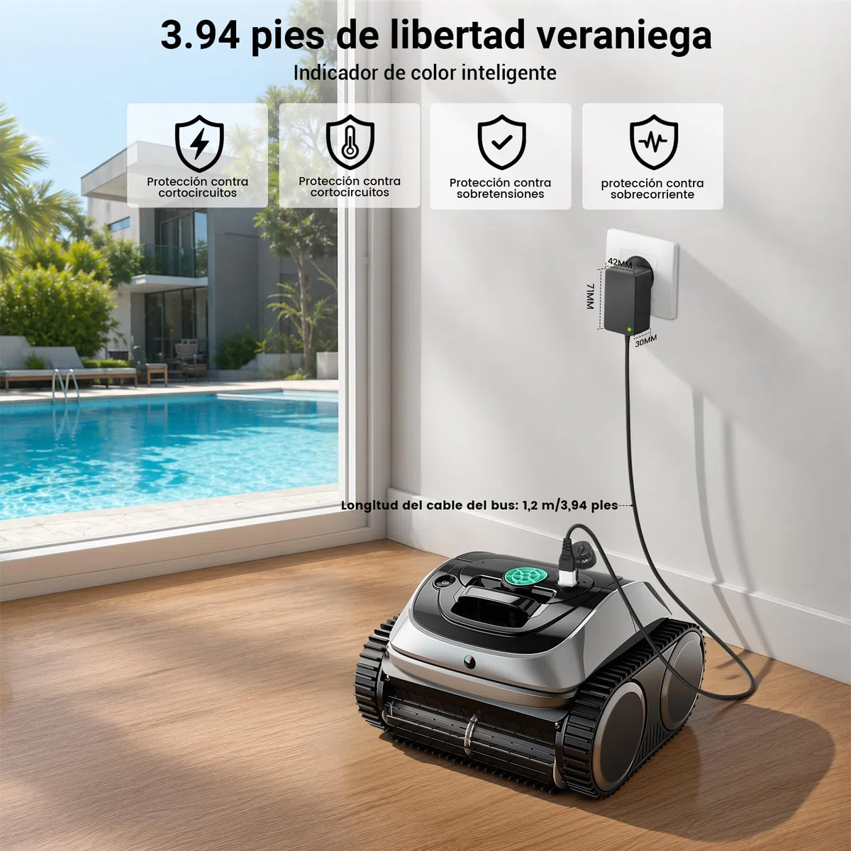 Bouge Pool Robot Cleaner Adaptador Compatible con Wybot C1 OS7010C Robot Aspirador Piscina 25.2V Sustitución Cargador Cable para Limpiafondos Piscina Automatico