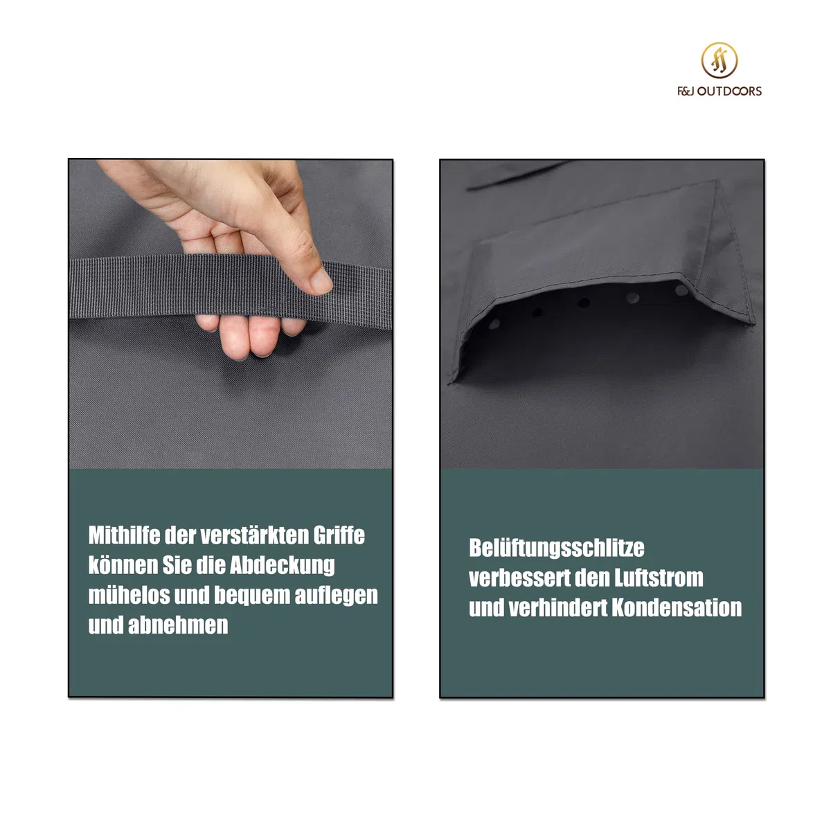 F&J Outdoors Funda Protectora para Mesas de Jardín, Impermeable Robusta, Resistente al Desgarro, Protección contra Nieve y UV, Redonda, Resistente al Clima de Verano e Invierno 128x71cm Gris