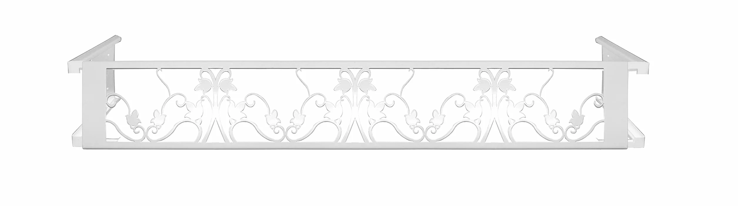 Balconcillo para Macetas, Balconcillo para Plantas, Portamacetas Ventana, Protector de macetas, Modelo Floral Extensible 100-140 cm, Blanco