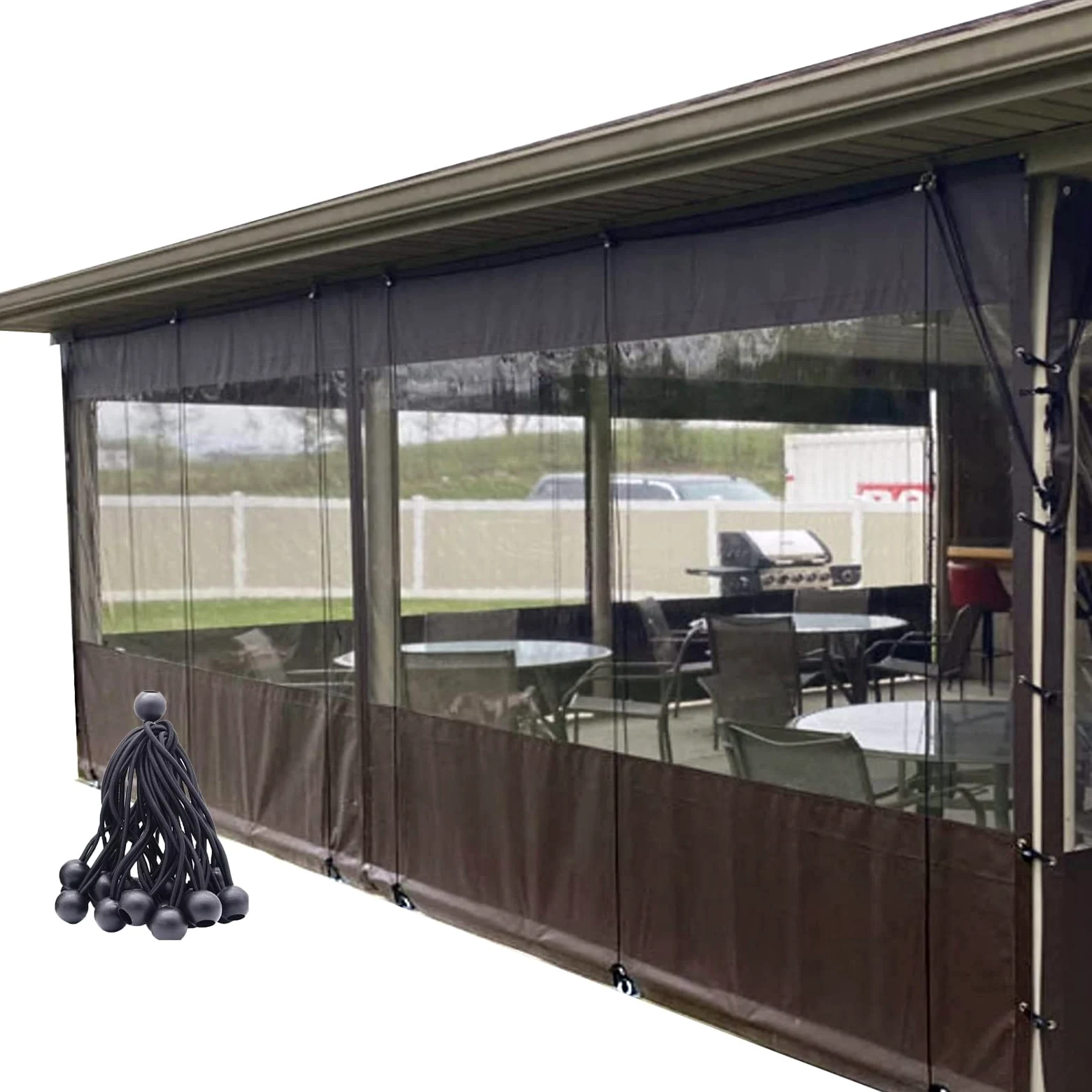 Cortinas Impermeables de Invierno para Exteriores Personalizables Lateral para pérgola Transparente Impermeable PVC 0,5mm con Ojales para cenador, terraza, Cubierta