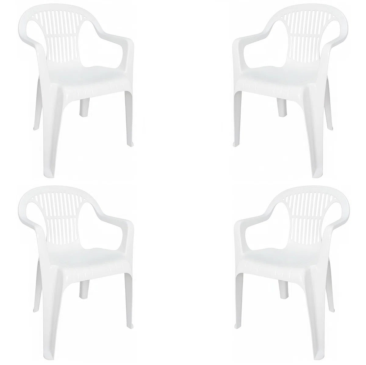 Set de Sillas Plasticas apilables para Terraza, Jardín, Patio, Playa, Camping, Exterior, Apilables (4X Blanco)