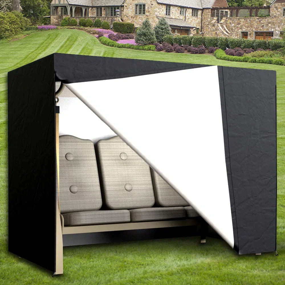 Funda de columpio de jardín de 3 plazas, Oxford impermeable, lona de balancín antirayos UV, cubierta de protección para columpios exteriores
