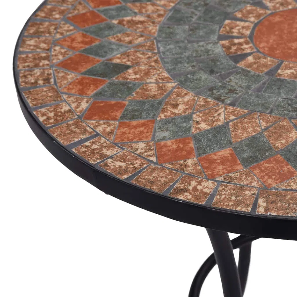 vidaXL Mesa Mosaico Cafetería Cerámica Mobiliario Estable Fuerte Robusta Duradera Resistente Funcional Práctica Útil Naranja/Gris Diámetro 60cm
