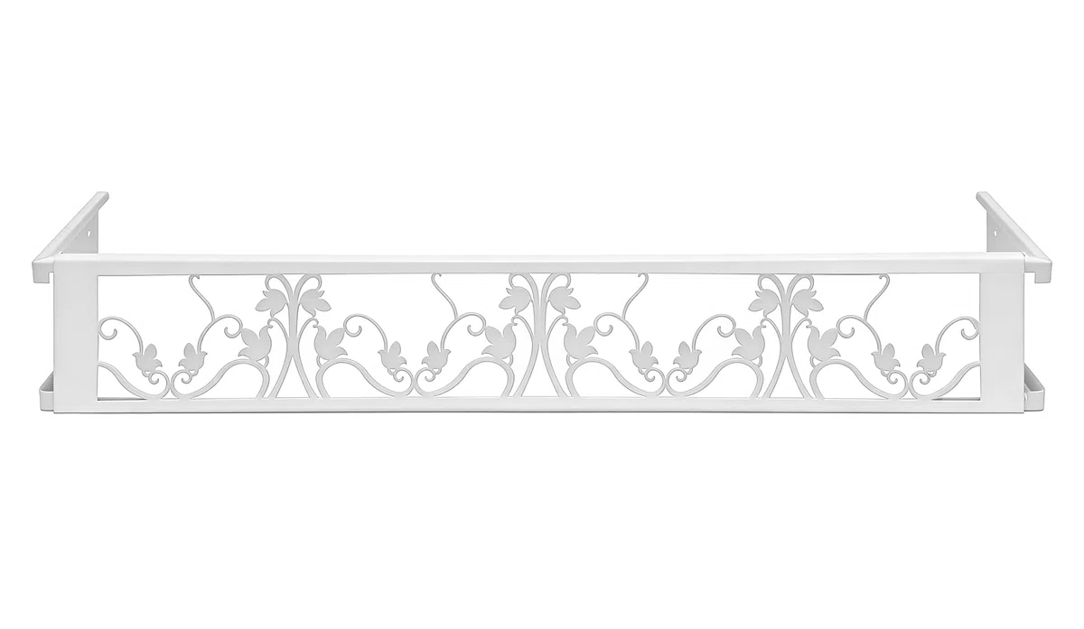 Balconcillo para Macetas, Balconcillo para Plantas, Portamacetas Ventana, Protector de macetas, Modelo Floral Extensible 100-140 cm, Blanco