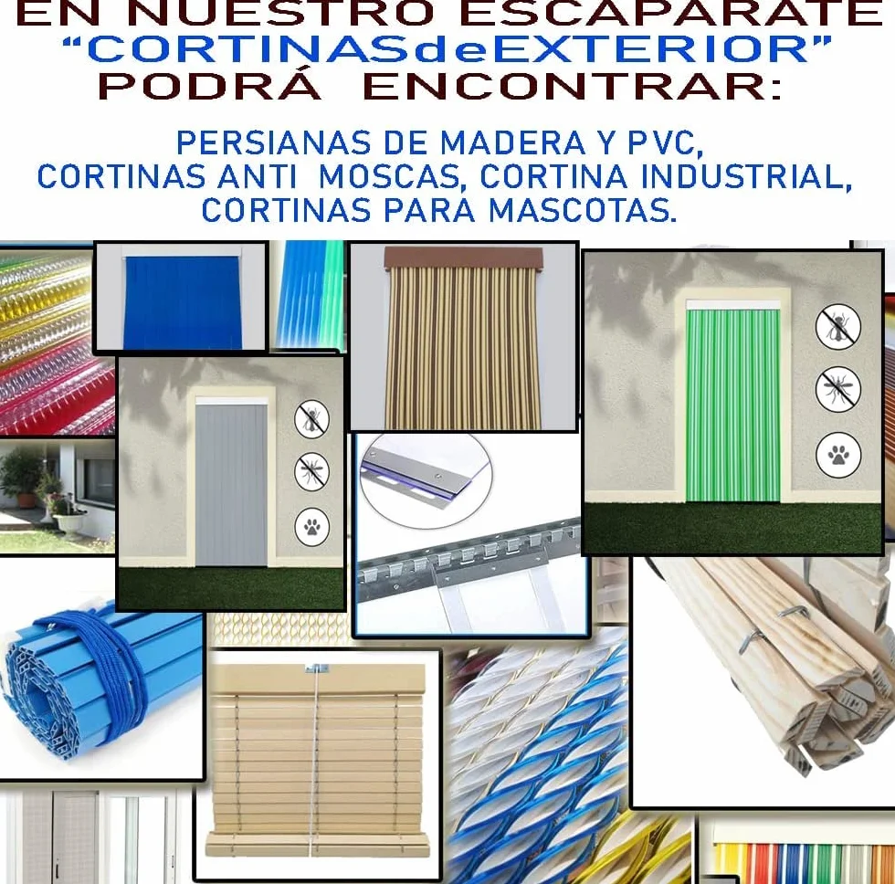 Cortinas Exterior Puerta de Tiras | Material Plástico PVC y Barra Aluminio | Ideal para Terraza y Porche | Anti moscas (ANCHO 90cm X 230cm ALTO, TRANSPARENTE)